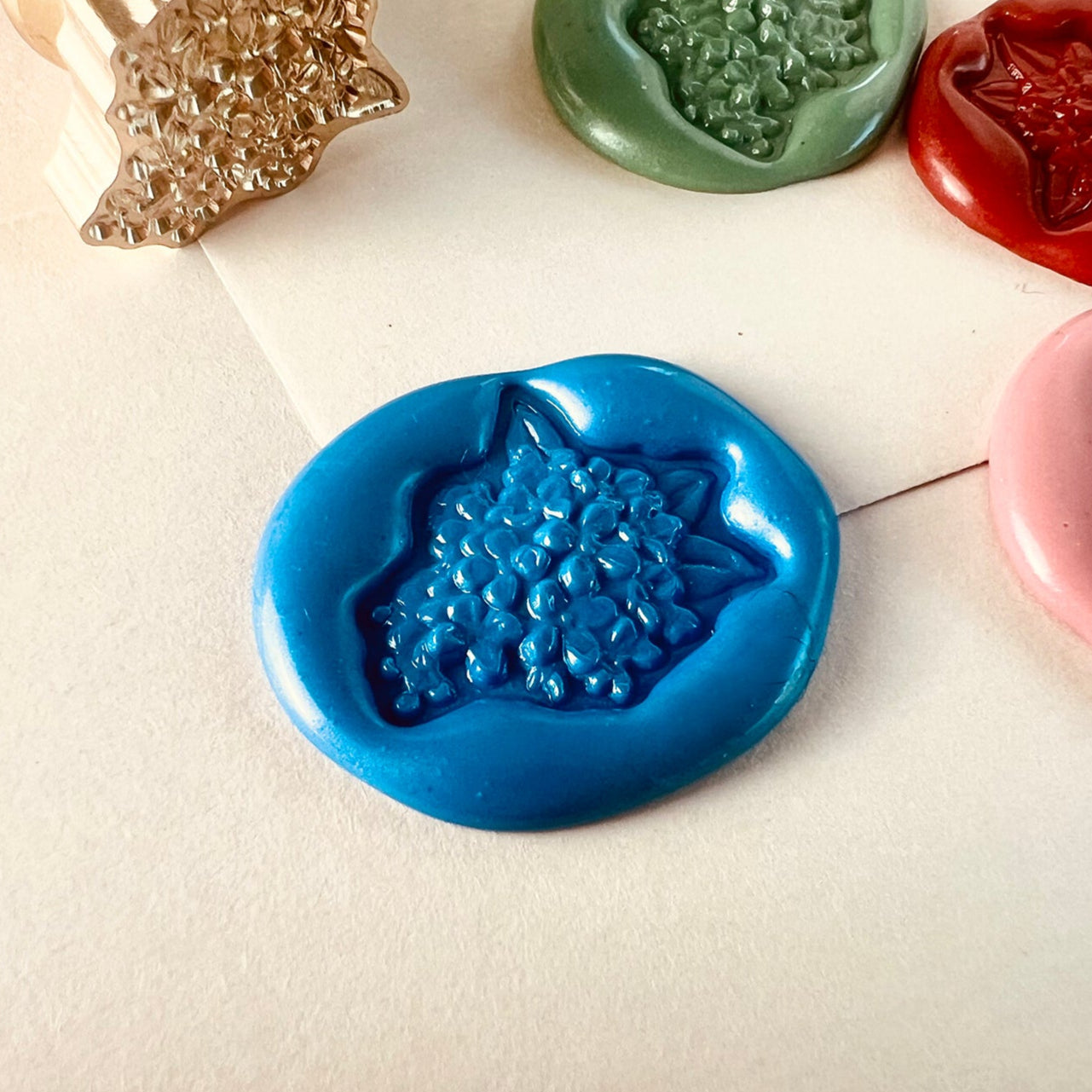 Hydrangea Flower Wax Seal Stamp | Floral Brass Wax Stamp size 19.8x22.6 mm