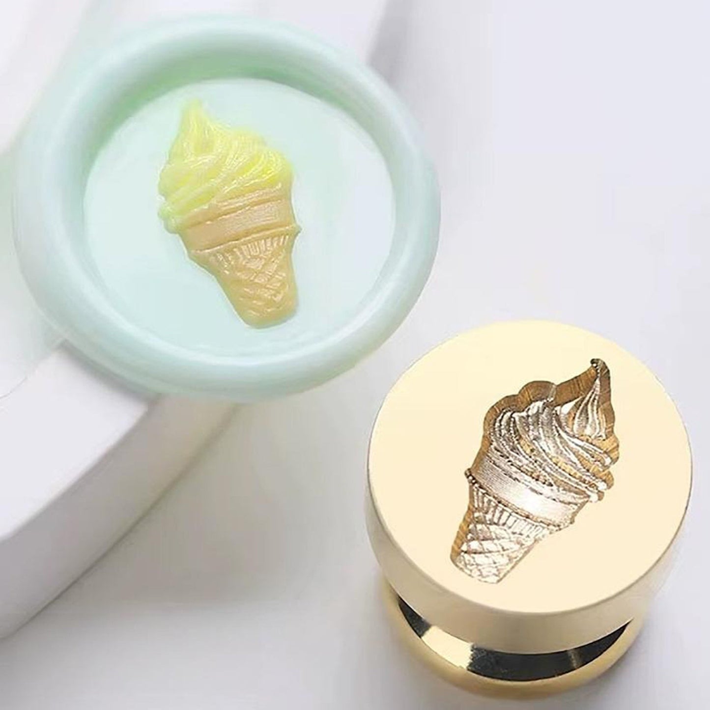 Mini Ice Cream Wax Seal Stamp – Cone Brass Stamp 15mm