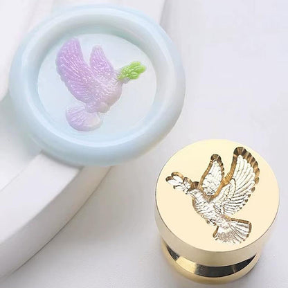 Mini Peace Dove Wax Seal Stamp – Flying Bird with Olive Branch 15mm