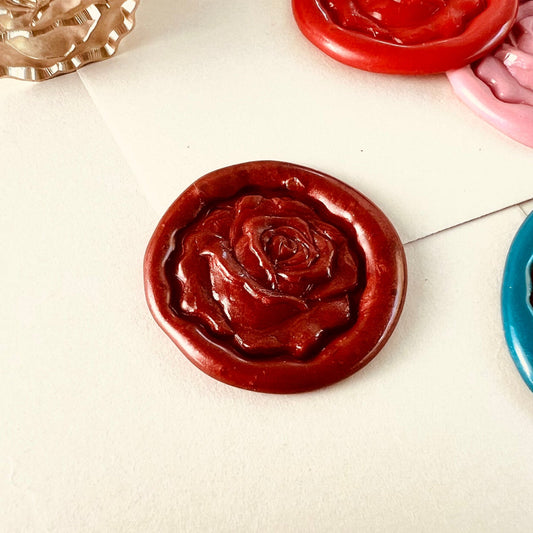 Rose Wax Seal Stamp | Floral Free Form Stamp Brass size 20.6x18.7mm