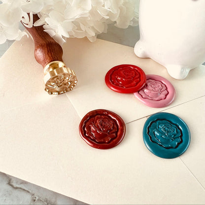 Rose Wax Seal Stamp | Floral Free Form Stamp Brass size 20.6x18.7mm
