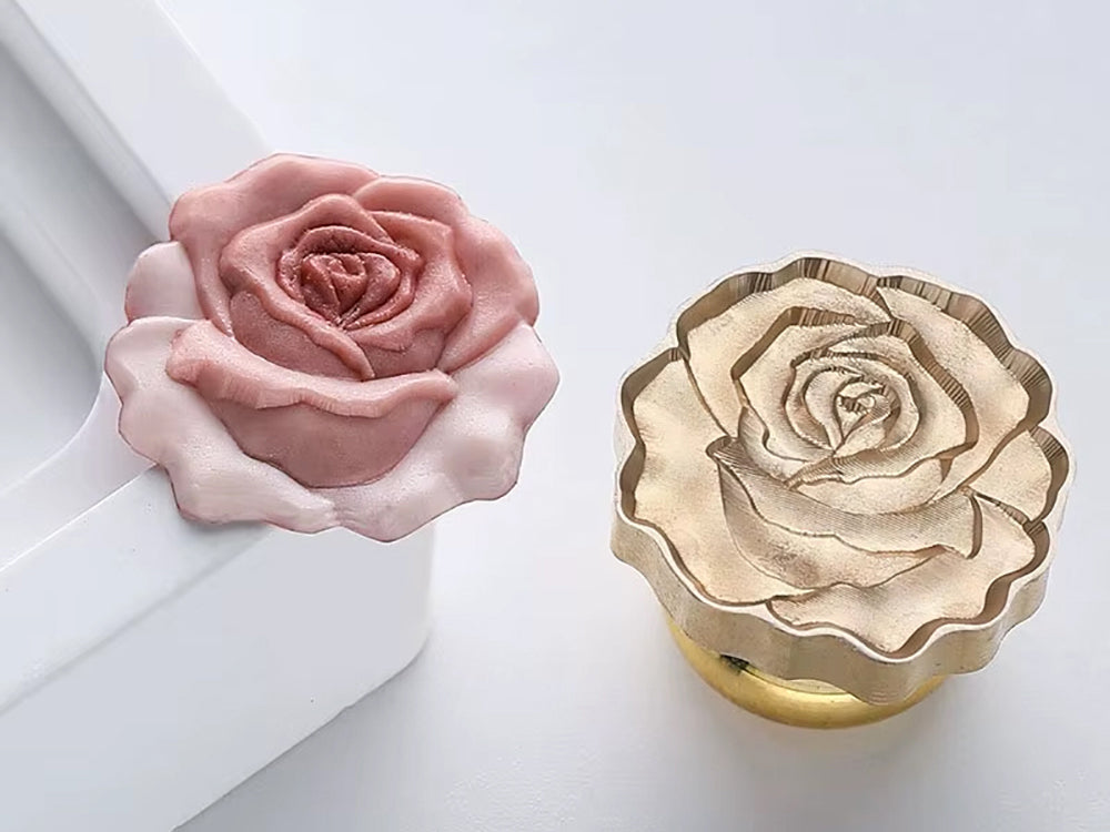 Rose Wax Seal Stamp | Floral Free Form Stamp Brass size 20.6x18.7mm
