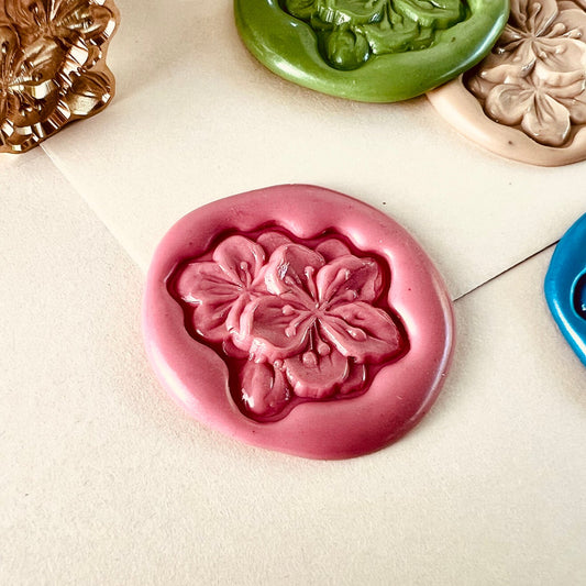 Cherry Blossom Wax Seal Stamp | Freeform Floral Brass 23.3x21.1mm