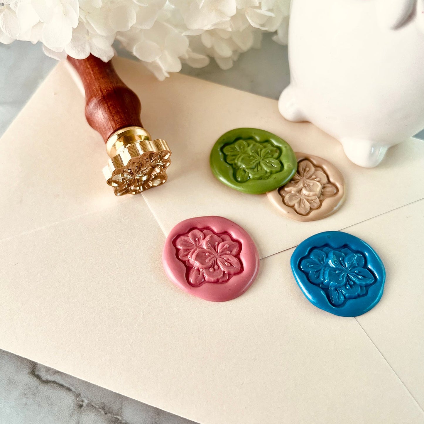 Cherry Blossom Wax Seal Stamp | Freeform Floral Brass 23.3x21.1mm