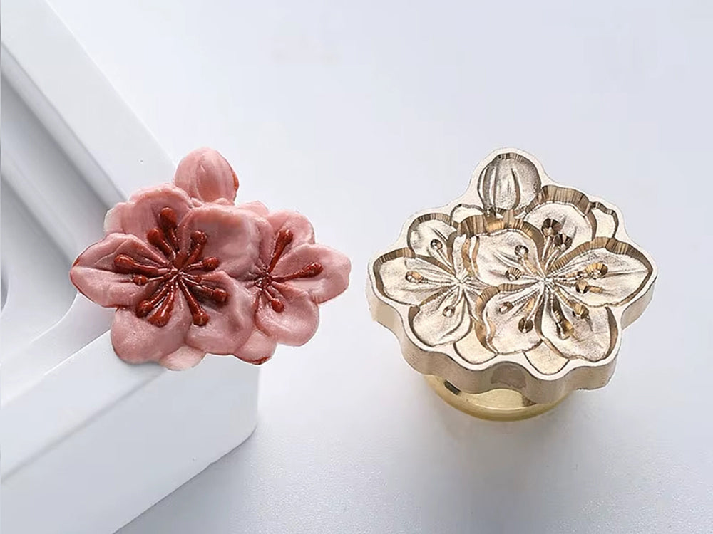 Cherry Blossom Wax Seal Stamp | Freeform Floral Brass 23.3x21.1mm