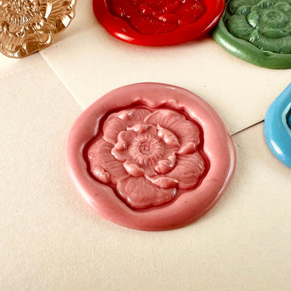 Anemone Flower Wax Seal Stamp | Freeform Floral Brass size 22.7x22.7mm