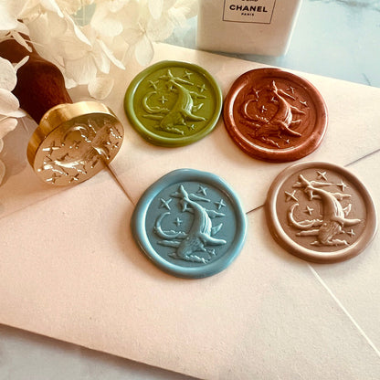 Whale & Moon Wax Seal Stamp size 30mm
