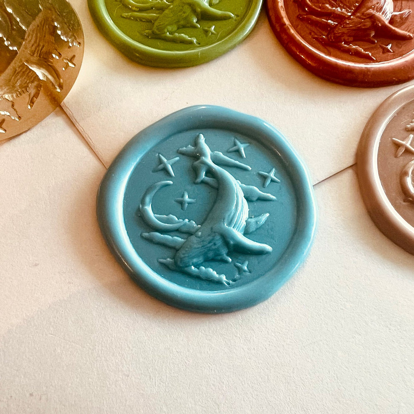 Whale & Moon Wax Seal Stamp size 30mm