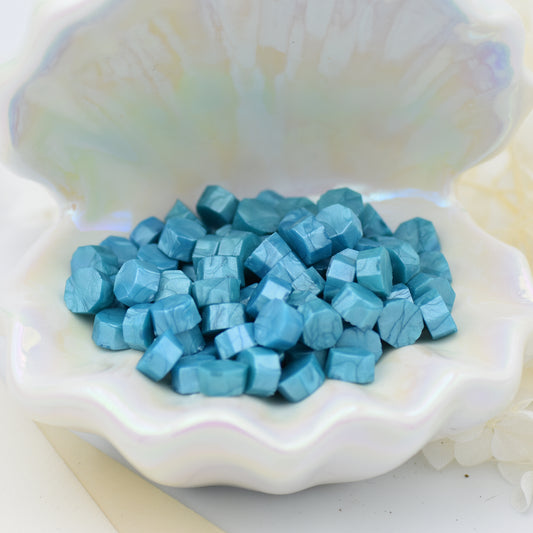 D27 – Aqua Sapphire Wax Seal Beads – Ocean Blue with Pearl Effect