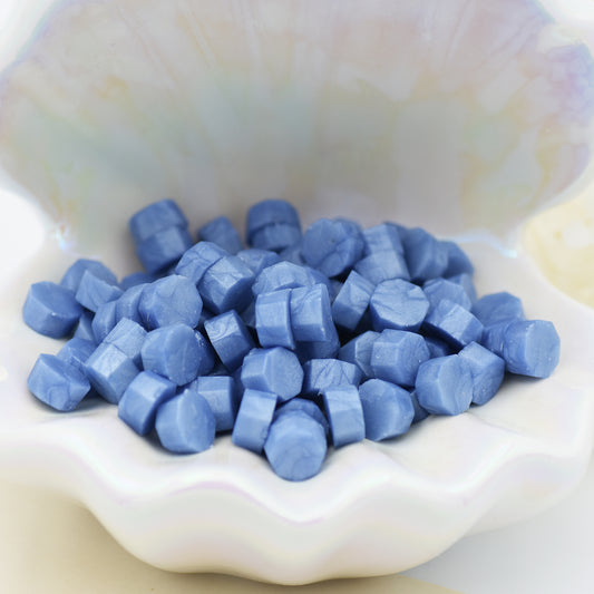 D28 – Blue Quartz Wax Seal Beads – Frosted Blue