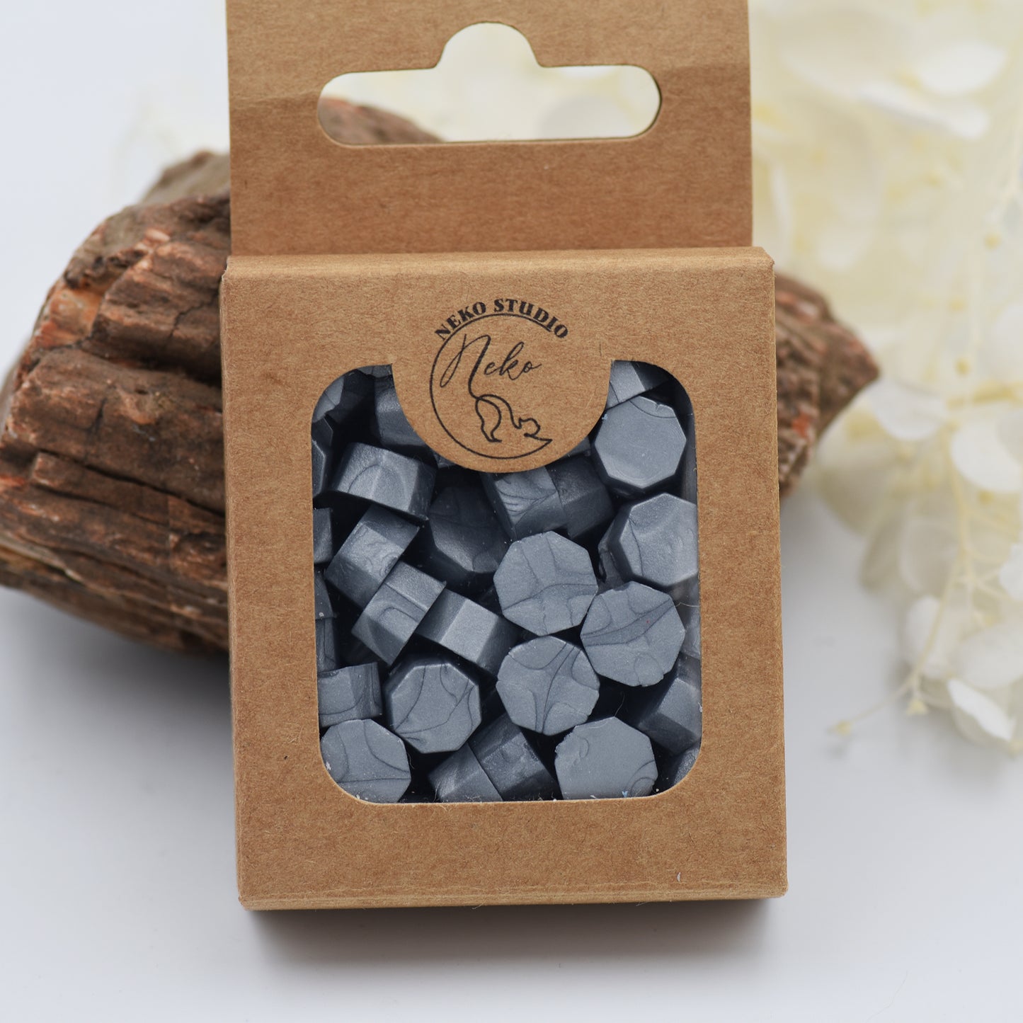 D45 Moonstone Wax Seal Beads – Elegant Metallic Grey