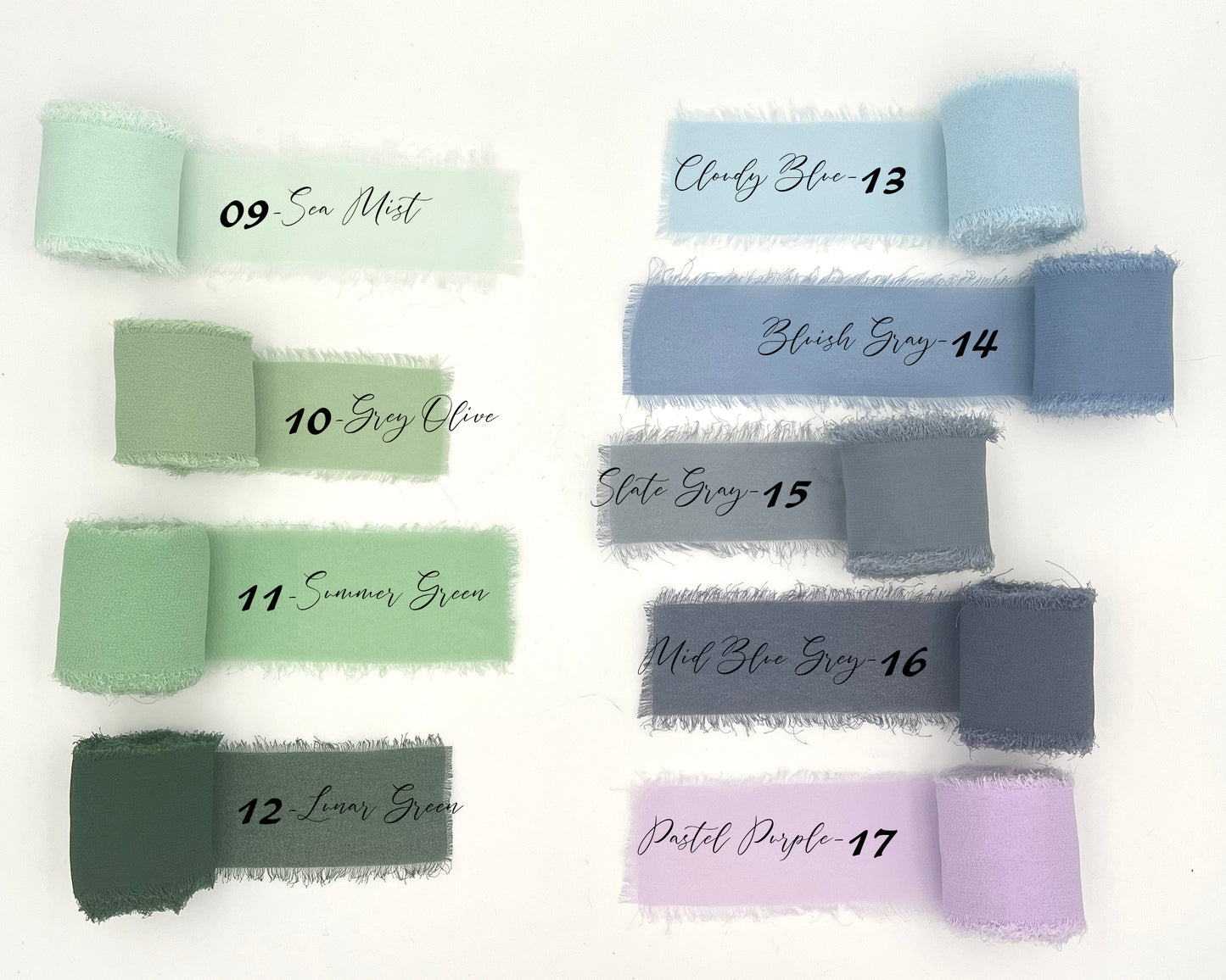 Green Blue and Purple shade of Chiffon Ribbons