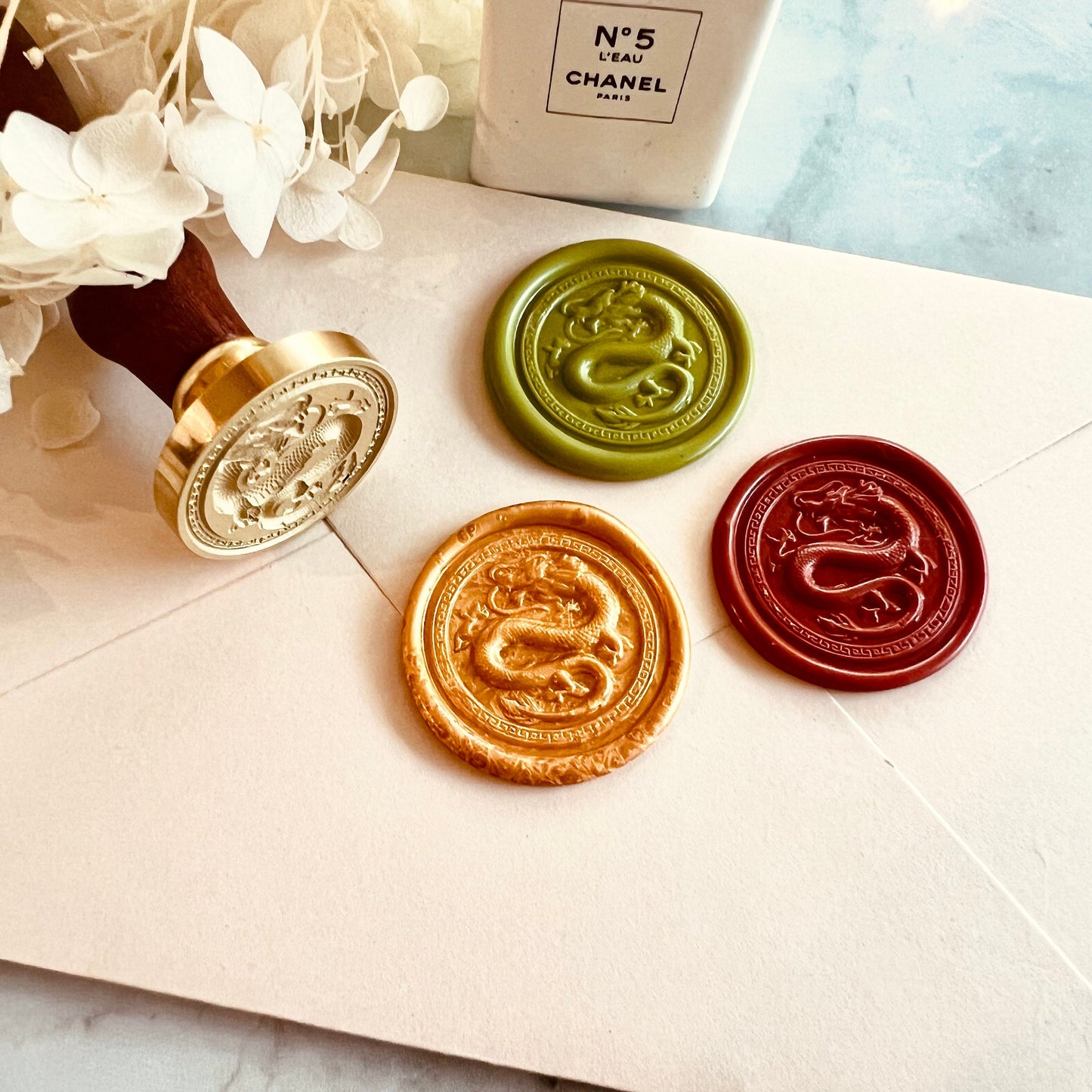 Chinese Dragon Wax Seal Stamp size 30mm