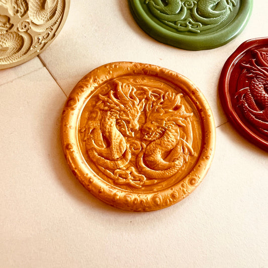 Double Dragon Wax Seal Stamp size 30mm