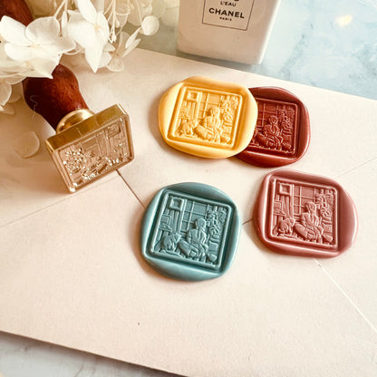 Cozy Reading & Cat Wax Seal Stamp size 25x25mm
