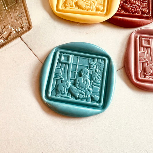 Cozy Reading & Cat Wax Seal Stamp size 25x25mm