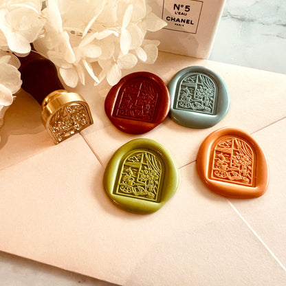 Square Window Scene Wax Seal Stamp size 25x25mm