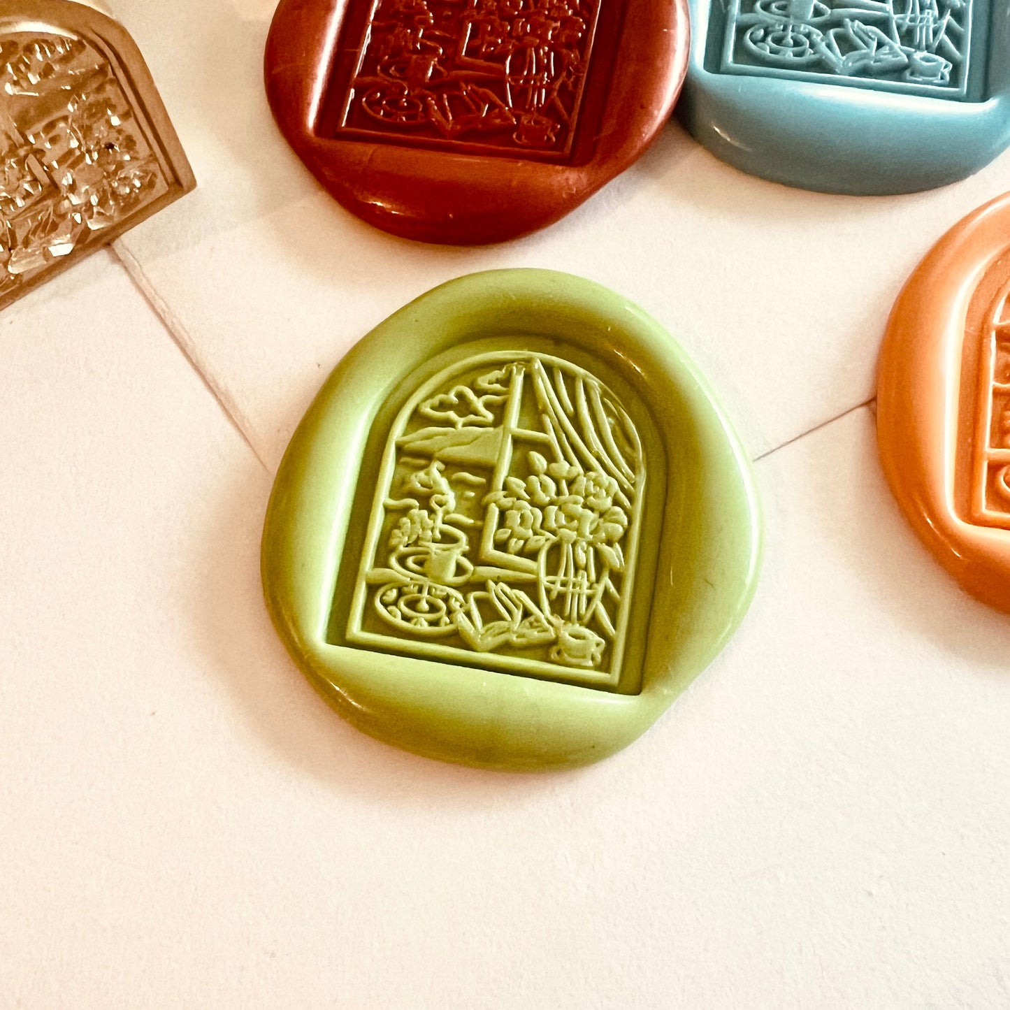 Square Window Scene Wax Seal Stamp size 25x25mm