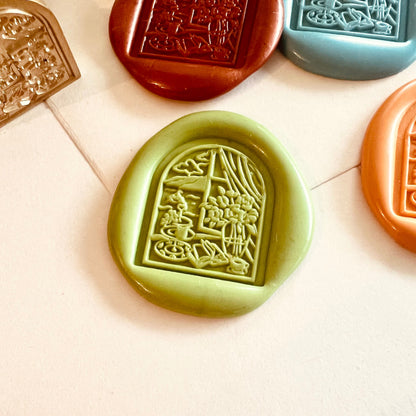 Square Window Scene Wax Seal Stamp size 25x25mm