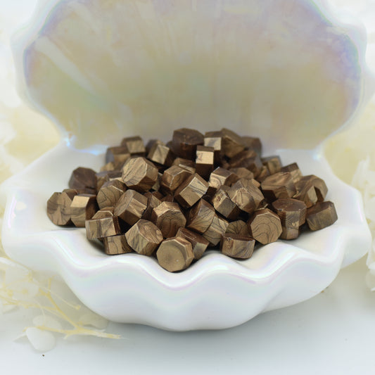 L53 Golden Earth Wax Seal Beads – Warm Metallic Bronze-Brown 30g.