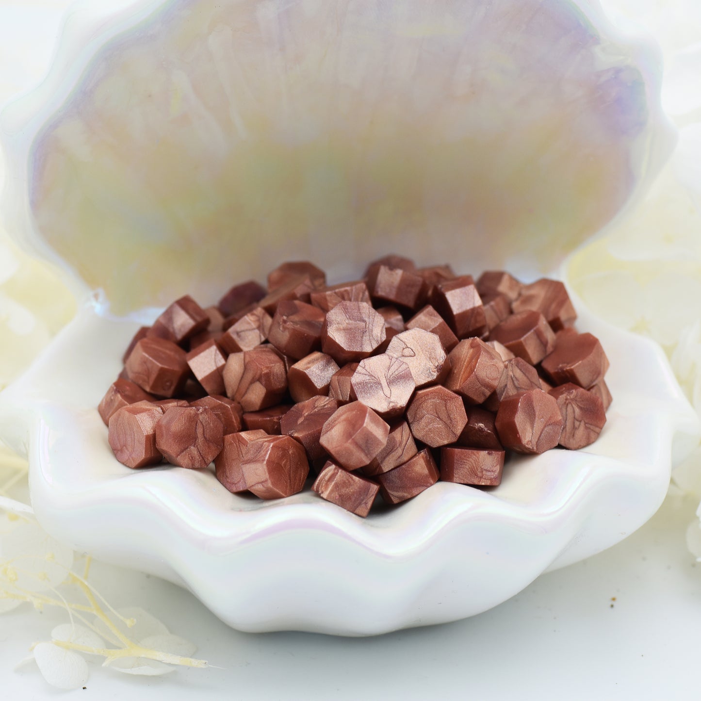 L55 Rosy Bronze Wax Seal Beads – Warm Rose-Copper 30g.