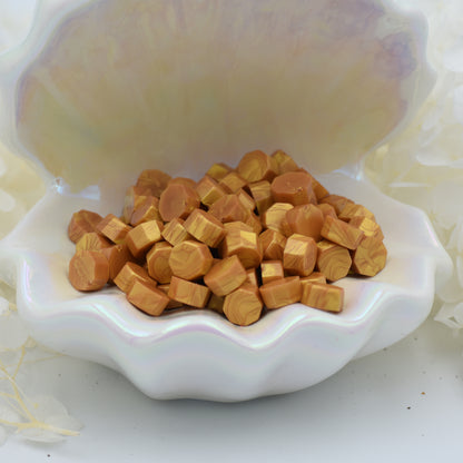 L57 Amber Gold Wax Seal Beads – Warm Metallic Yellow-Gold