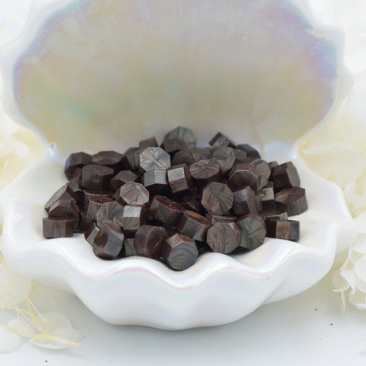 L58 Bronzed Espresso Wax Seal Beads – Deep Coffee Brown with Metallic 30g.