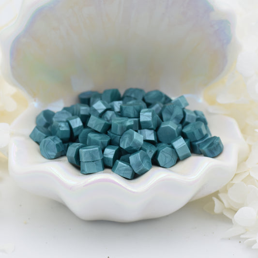 L78 Teal Lagoon Wax Seal Beads – Shimmery Deep Teal Blue 30g.