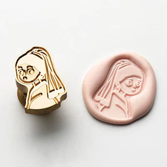 Mini Girl with a Pearl Earring Wax Seal Stamp size 15 x 25mm