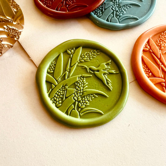 Bird in Wheat Field Wax Seal Stamp – 30mm Brass Stamp