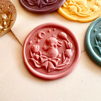 Bunny with Tulips Wax Seal Stamp – Brass Stamp 30mm