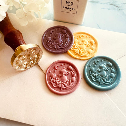 Bunny with Tulips Wax Seal Stamp – Brass Stamp 30mm