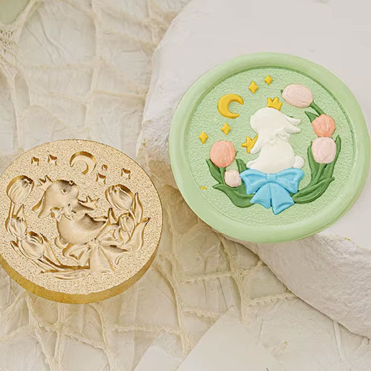 Bunny with Tulips Wax Seal Stamp – Brass Stamp 30mm