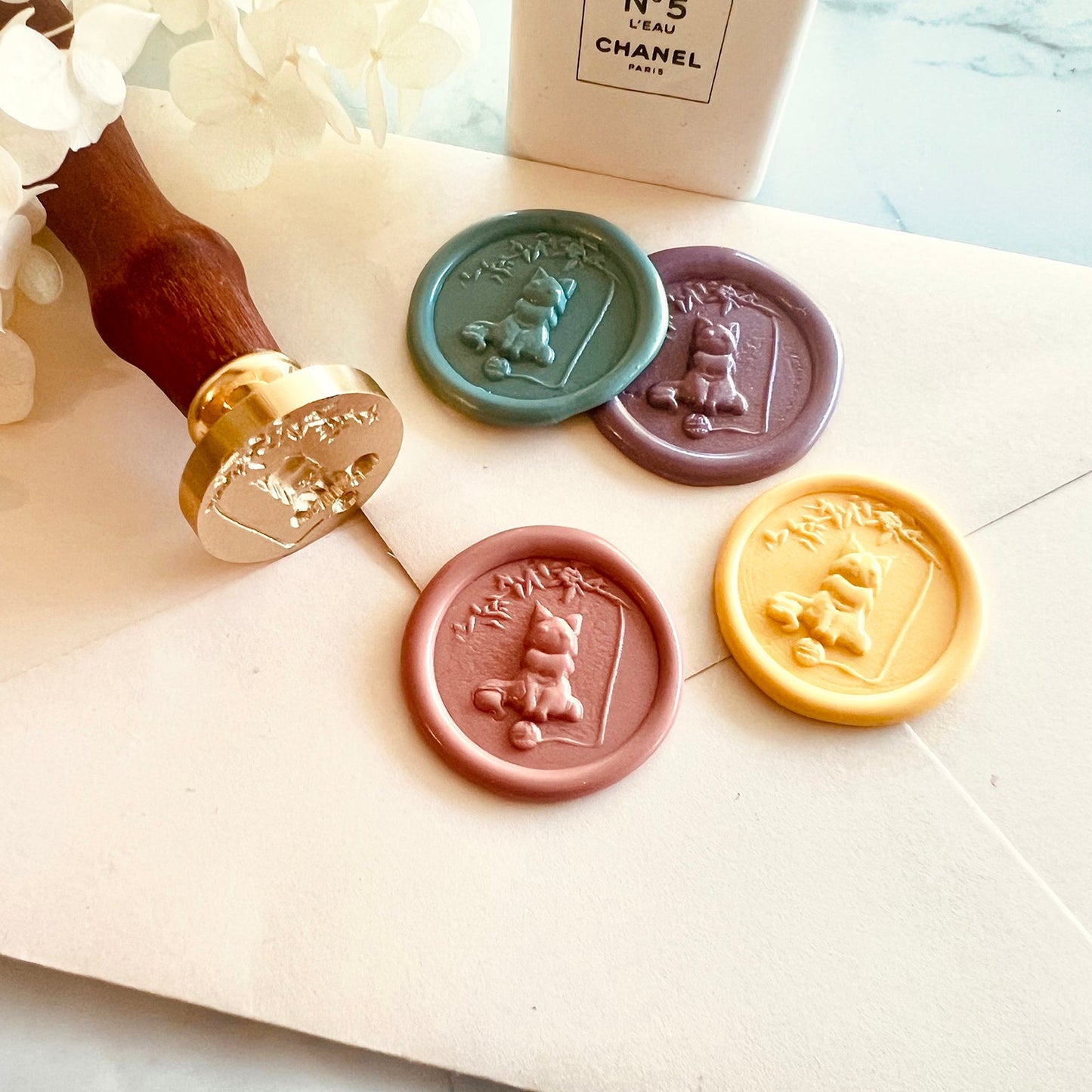 Deep 3D Cat with Yarn Wax Seal Stamp – 25mm Brass Stamp