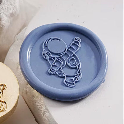 Floating Astronaut Wax Seal Stamp - Space Themed Brass Stamp size 25mm