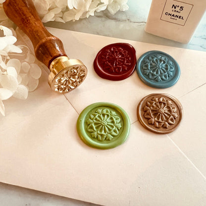 Floral Geometric Wax Seal Stamp size 25mm