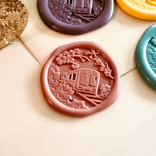 Train with Cherry Blossoms Wax Seal Stamp size 25mm