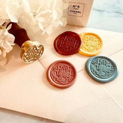 Bicycle with Flowers Wax Seal Stamp size 25mm