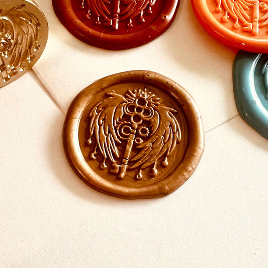 Winged Steampunk Key Wax Seal Stamp size 25mm
