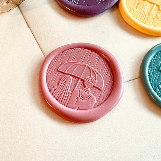 Romantic Rain Couple Wax Seal Stamp size 25mm