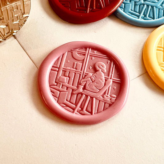 Cozy Night Window Wax Seal Stamp size 25mm