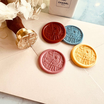 Cozy Night Window Wax Seal Stamp size 25mm