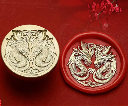 Double Dragon Wax Seal Stamp size 30mm