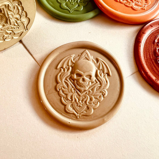 Skull with Bat Wings Wax Seal Stamp size 30mm