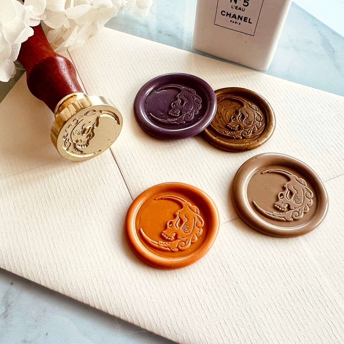Gothic Skull Wax Seal Stamp 25mm – Dark Fantasy Skull