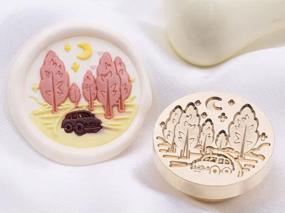 Forest Car Wax Seal Stamp 25mm – Night Landscape