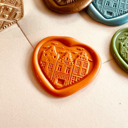 Dutch Canal Houses Wax Seal Stamp size 27 x 24 mm
