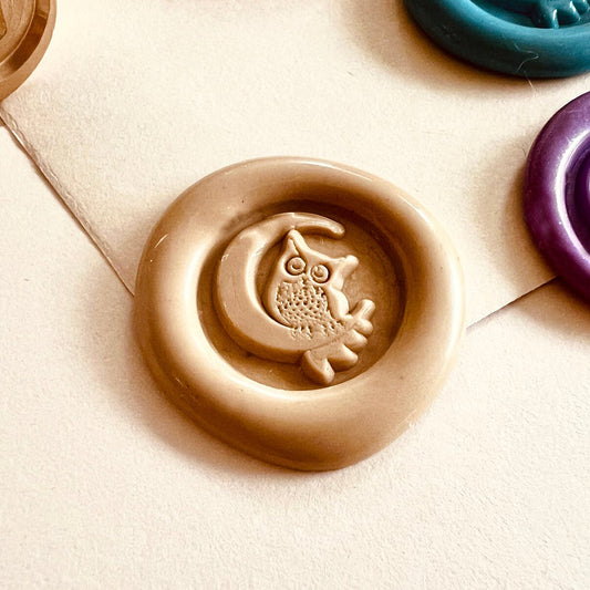 Mini Owl on Moon Wax Seal Stamp size 15mm