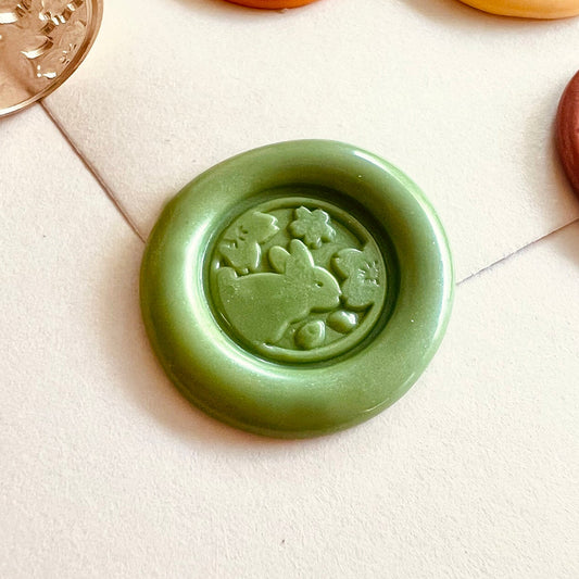 Mini Bunny & Cherry Blossom Wax Seal Stamp size 15mm