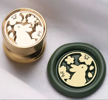 Mini Bunny & Cherry Blossom Wax Seal Stamp size 15mm